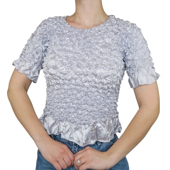 Vintage 90s Silver Bubble Popcorn Shirt - Picture 1 of 9